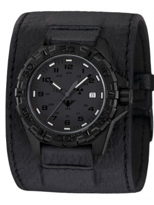 REXT.LK Mens Watch Reaper XTAC with Leather Strap Power-Band Black