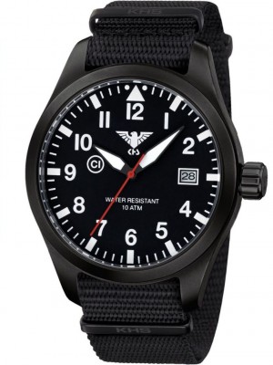 AIRBS.NB Mens Watch Airleader Black Steel Nato Band Black